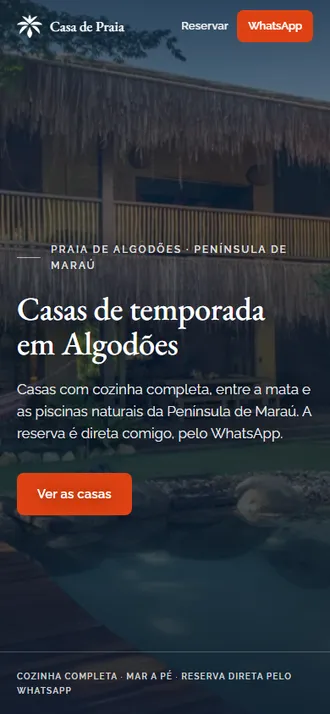 Site Casa de Praia no celular