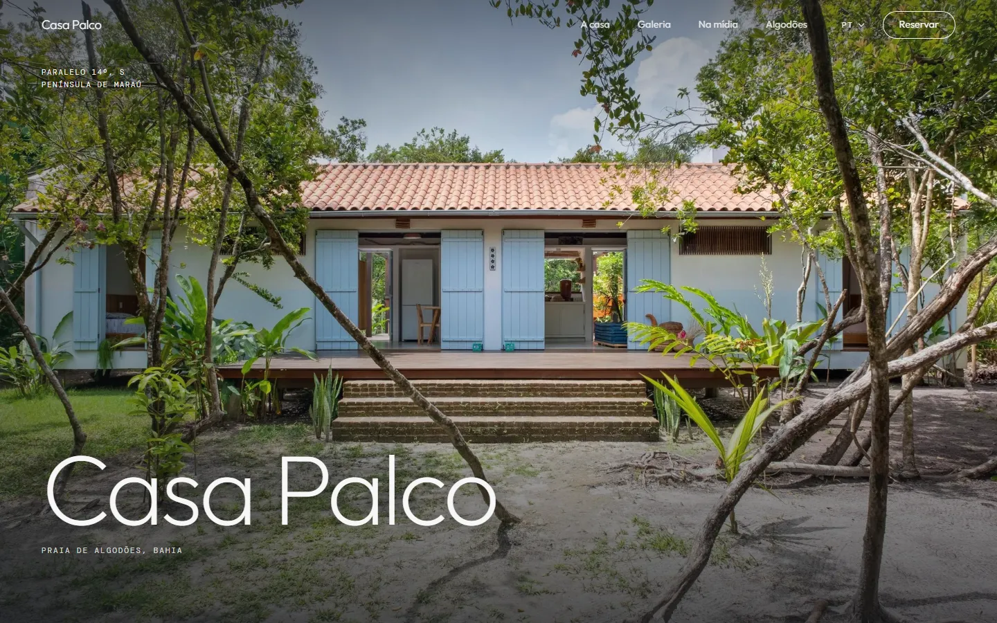 Primeira tela do site Casa Palco